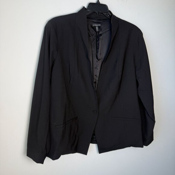 Eileen Fisher Woman Wool Blend Single Button Blazer Silk Lined Black Size 22W Ca - Picture 2 of 9